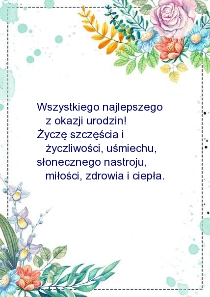 Wszystkiego najlepszego z okazji urodzin! Życzę szczęścia 