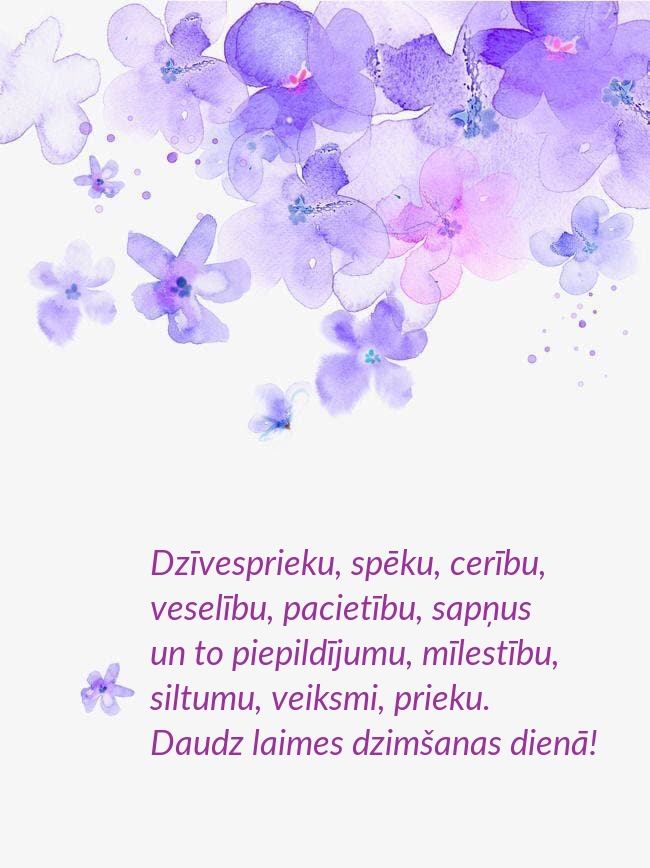 Daudz laimes dzimšanas dienā! Dzīvesprieku, spēku, cerību