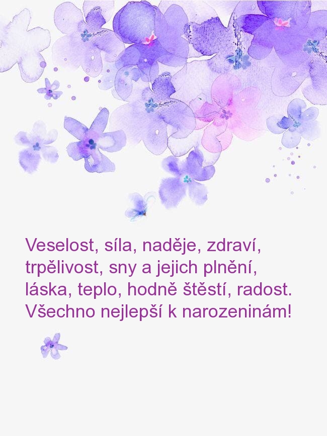 Všechno nejlepší k narozeninám! Veselost, síla, naděje, zdraví