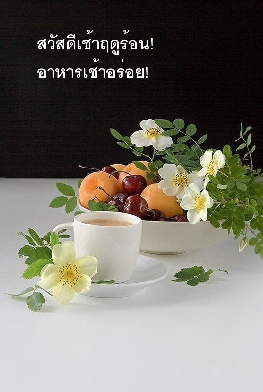 สวัสดีเช้าฤดูร้อน! อาหารเช้าอร่อย!