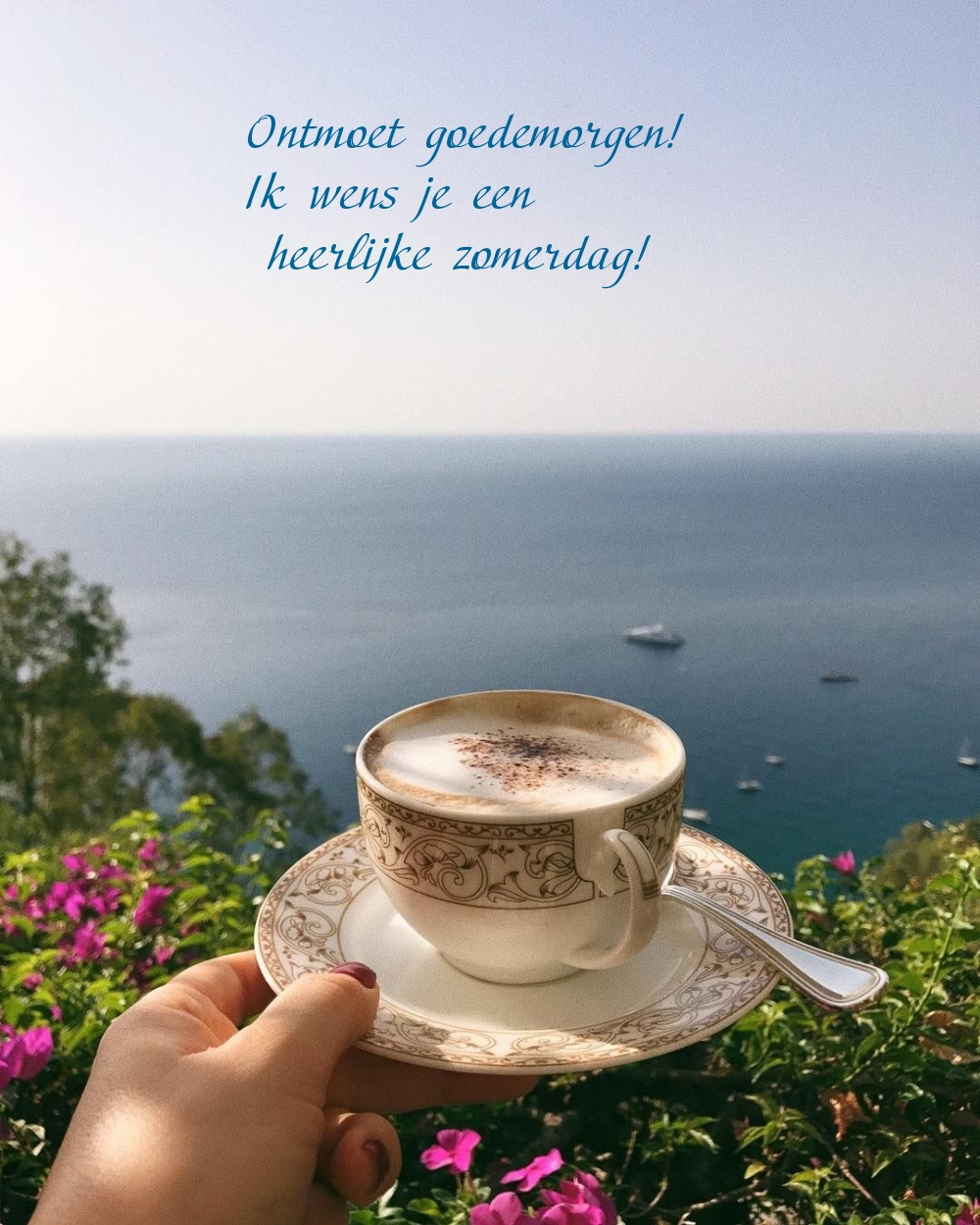 Ontmoet goedemorgen! Ik wens je een heerlijke zomerdag!