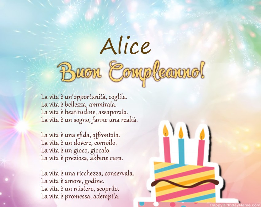 Buon compleanno Alice in versi