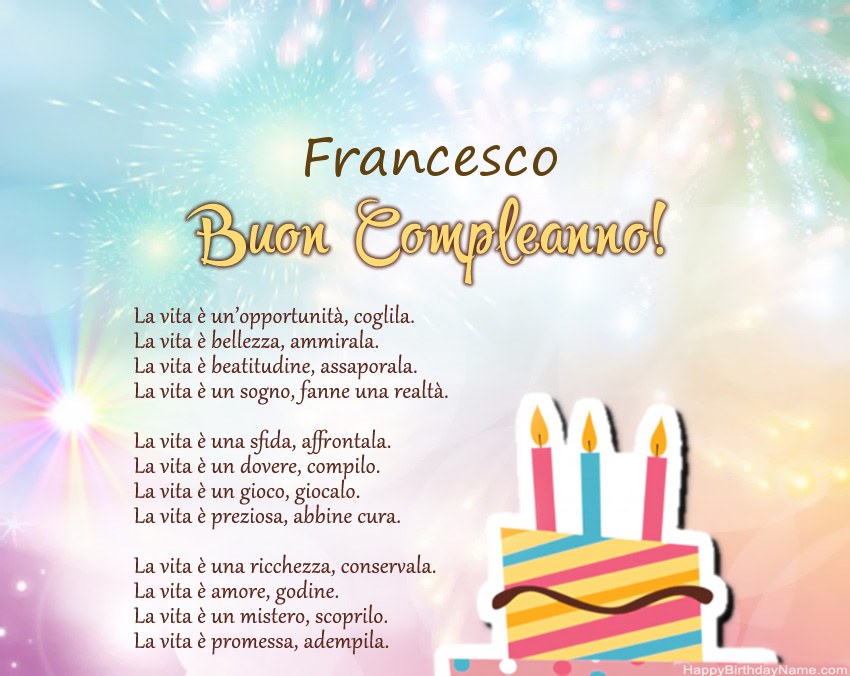 Buon compleanno Francesco in versi