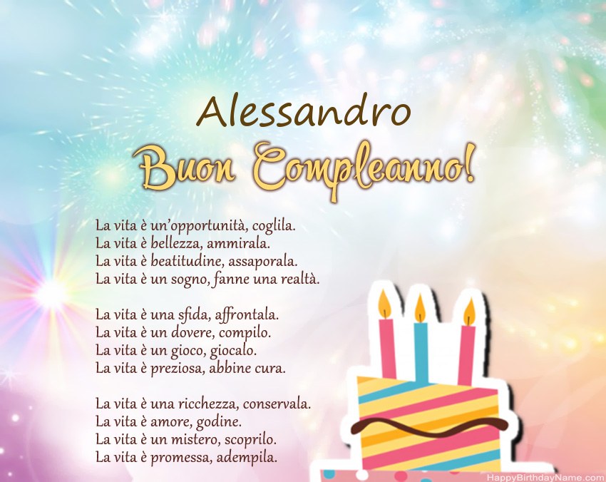 Buon compleanno Alessandro in versi