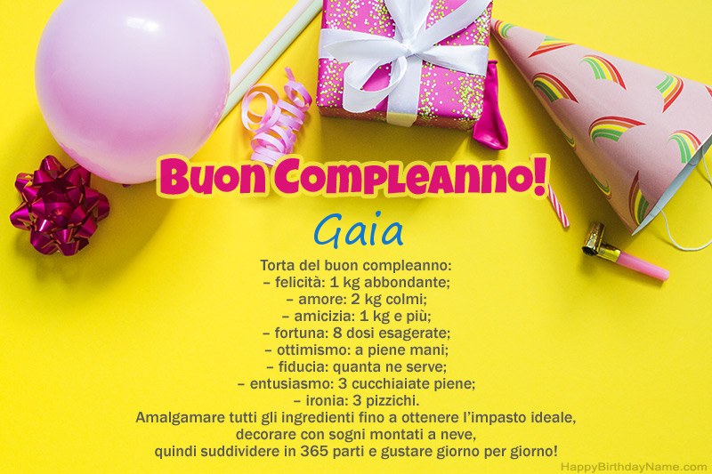 Buon compleanno Gaia in prosa Buon compleanno Gaia in prosa