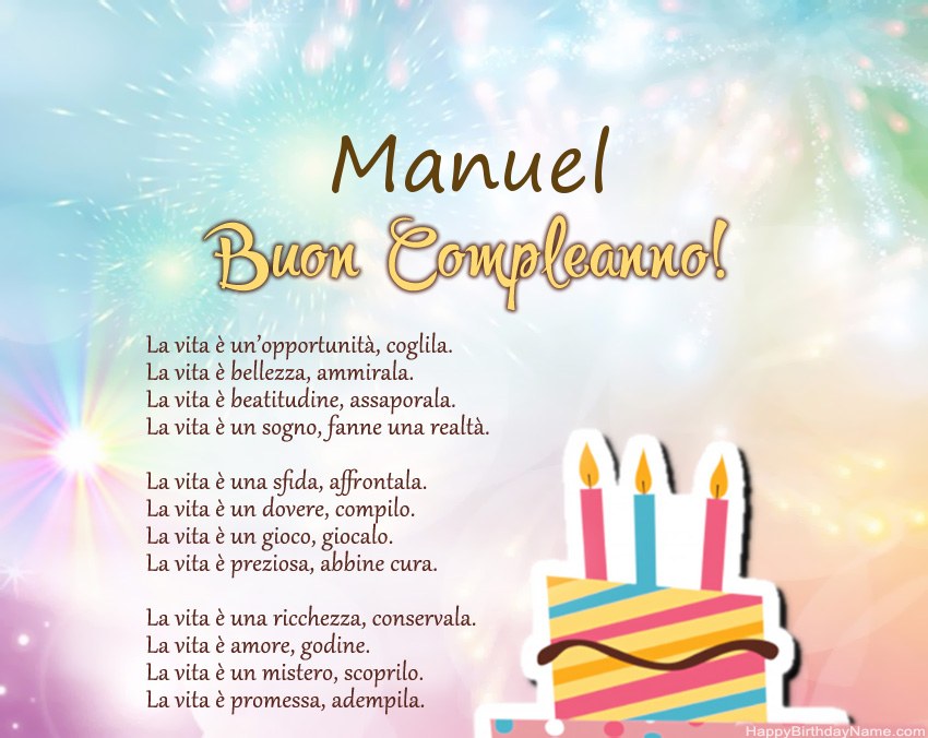 Buon compleanno Manuel in versi