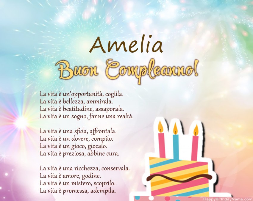 Buon compleanno Amelia in versi Buon compleanno Amelia in versi