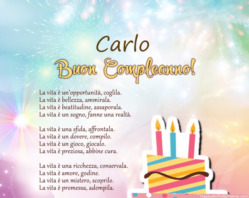 Buon compleanno Carlo in versi Buon compleanno Carlo in versi
