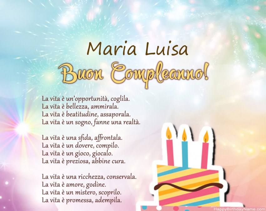 Buon compleanno Maria Luisa in versi