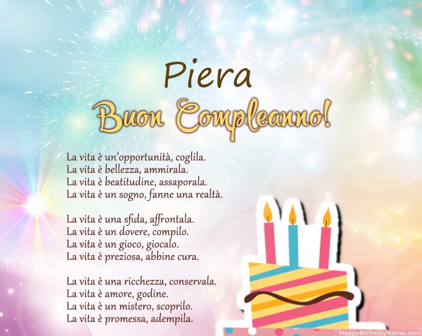 Buon compleanno Piera in versi