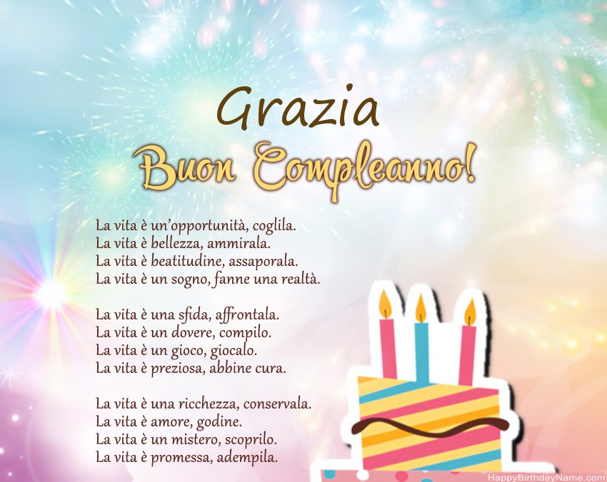 Buon compleanno Grazia in versi Buon compleanno Grazia in versi