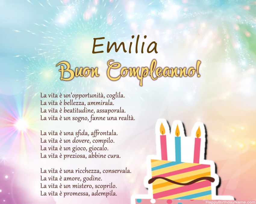 Buon compleanno Emilia in versi