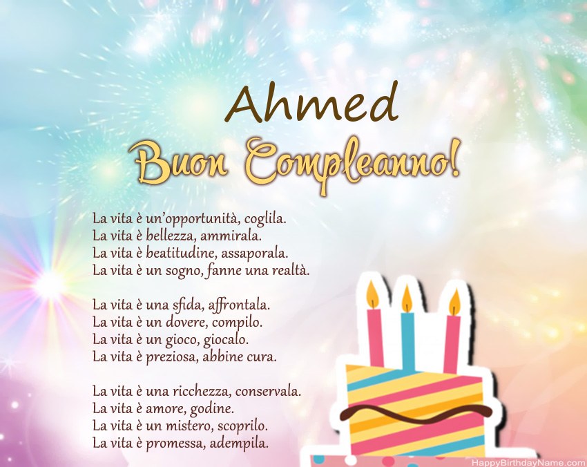 Buon compleanno Ahmed in versi Buon compleanno Ahmed in versi