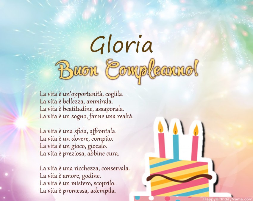 Buon compleanno Gloria in versi Buon compleanno Gloria in versi