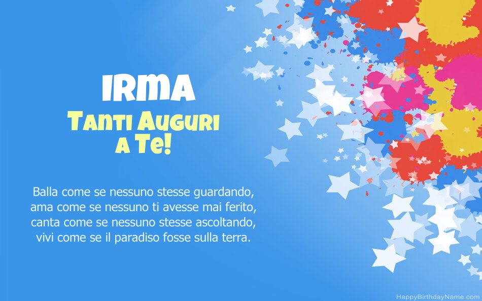 Congratulazioni per il compleanno di Irma Congratulazioni per il compleanno di Irma