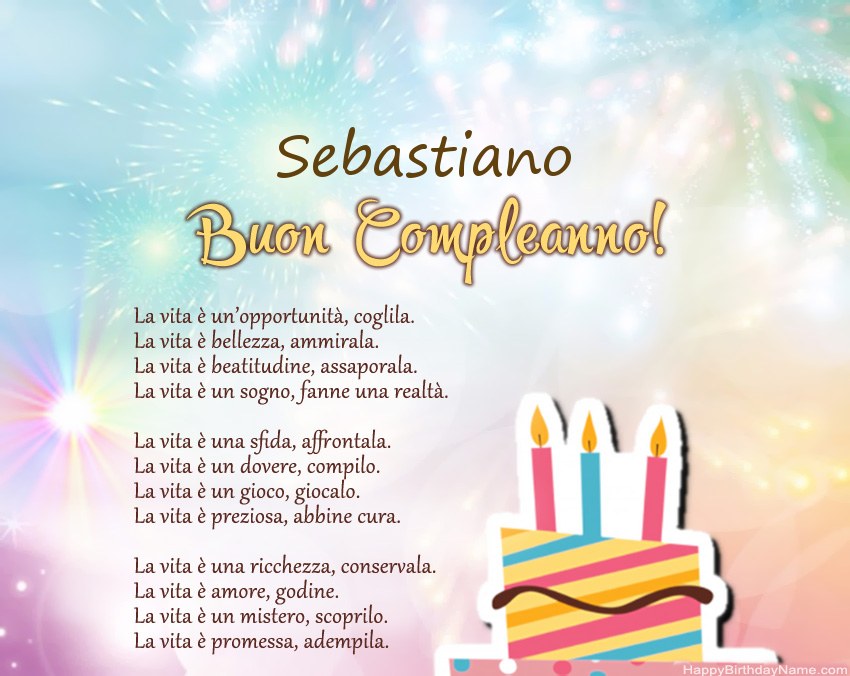 Buon compleanno Sebastiano in versi