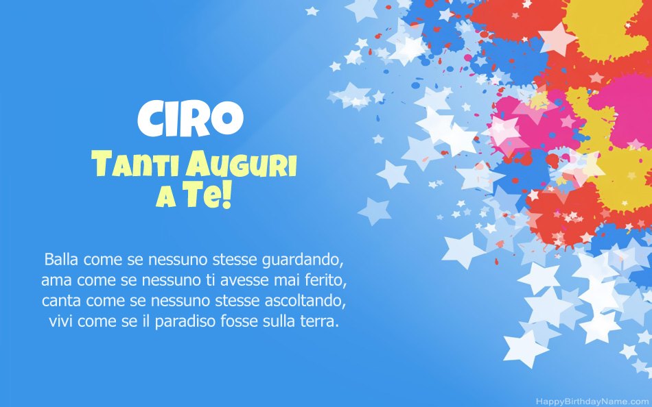 Congratulazioni per il compleanno di Ciro