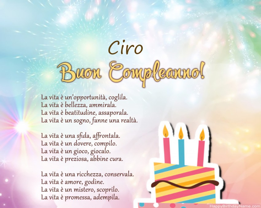 Buon compleanno Ciro in versi