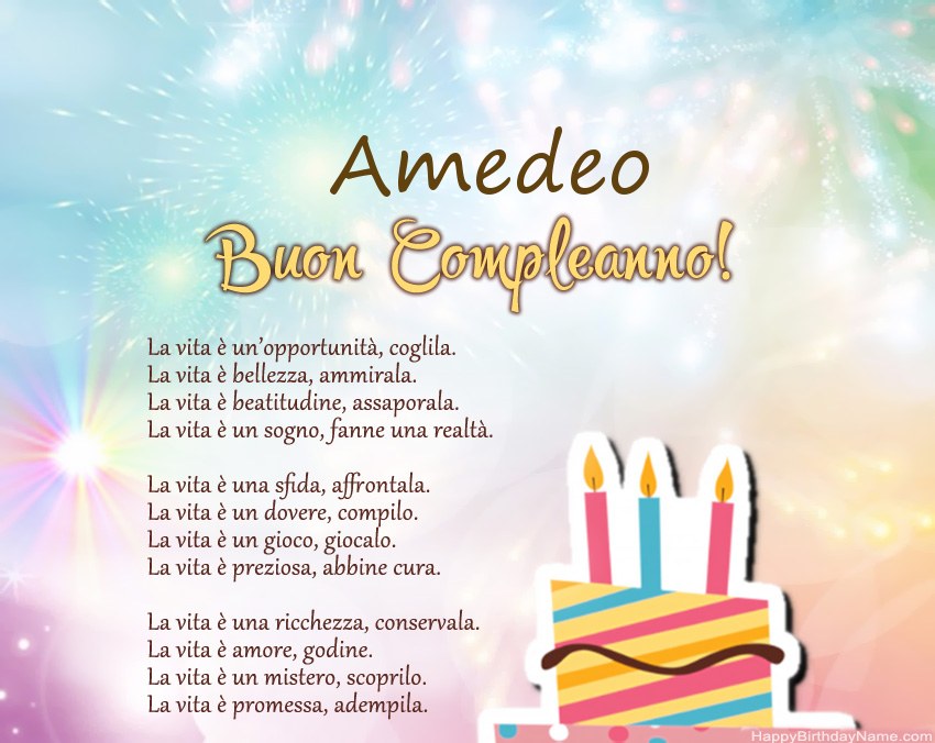 Buon compleanno Amedeo in versi