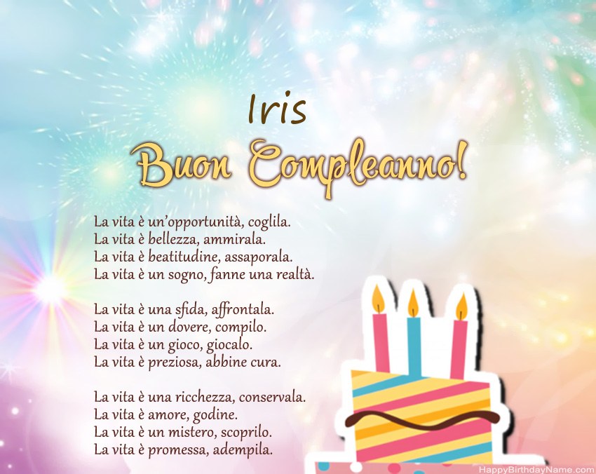 Buon compleanno Iris in versi