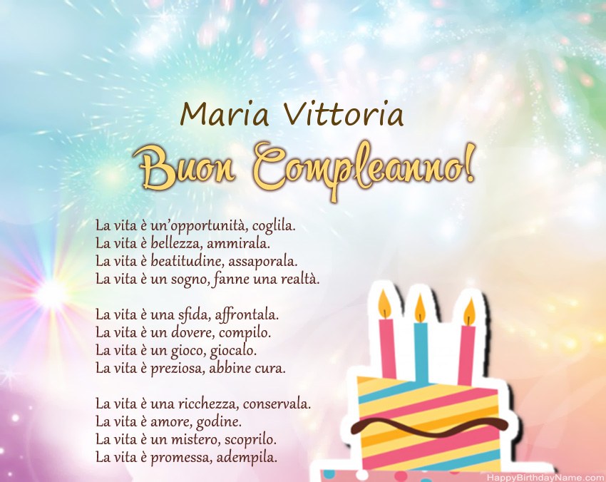 Buon compleanno Maria Vittoria in versi