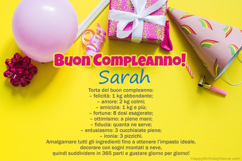 Buon compleanno Sarah in prosa