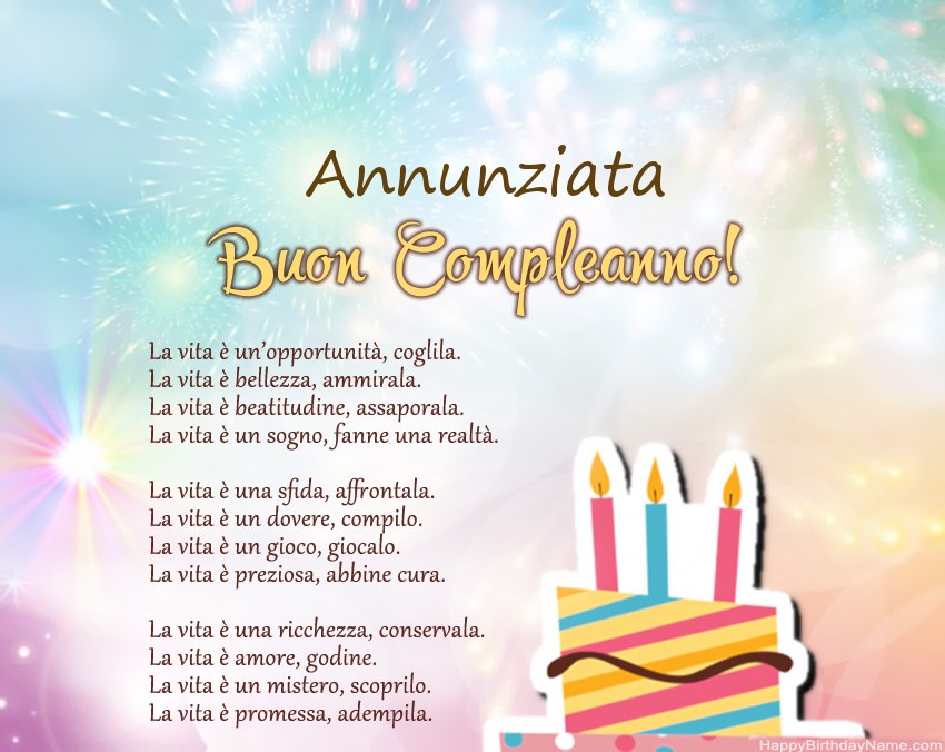 Buon compleanno Annunziata in versi