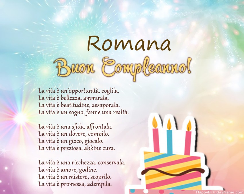 Buon compleanno Romana in versi