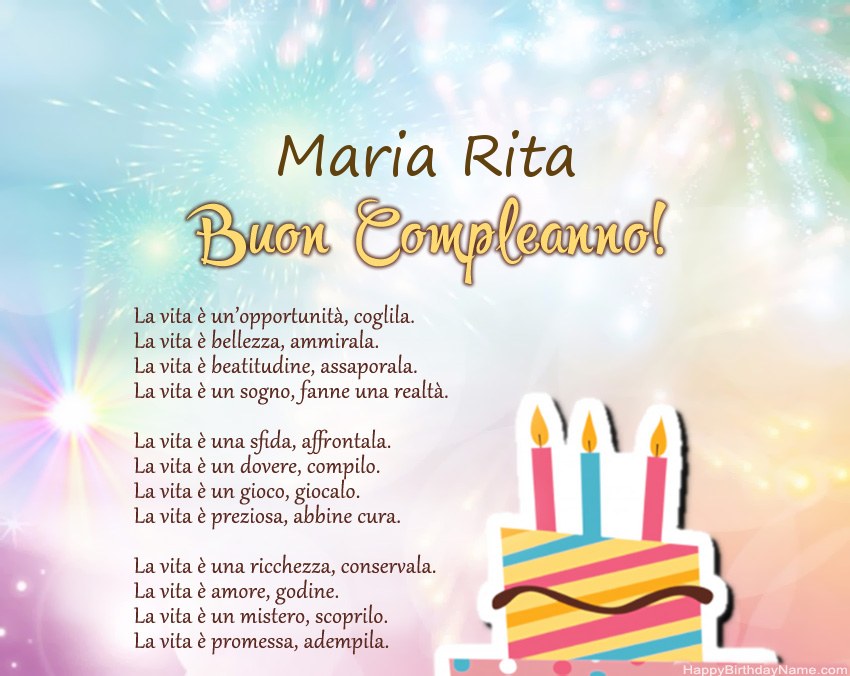 Buon compleanno Maria Rita in versi