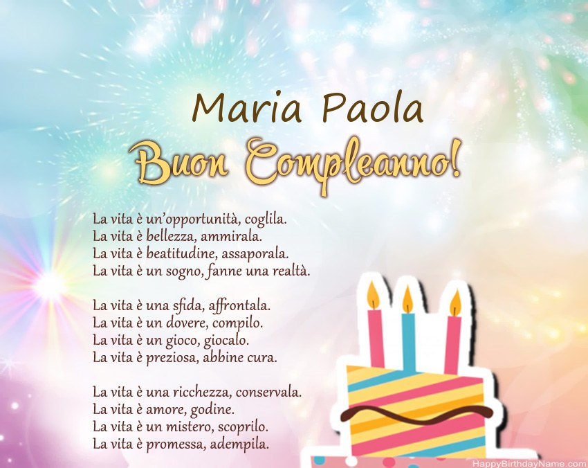 Buon compleanno Maria Paola in versi