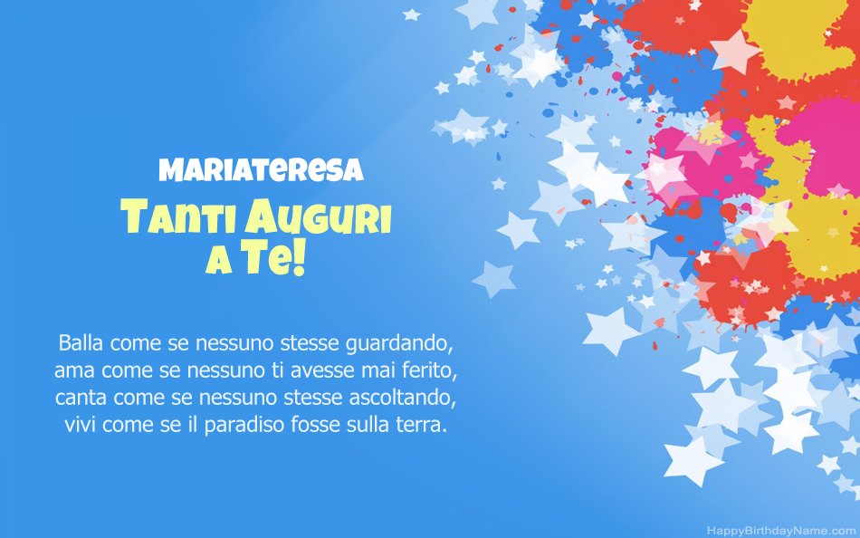 Congratulazioni per il compleanno di Mariateresa Congratulazioni per il compleanno di Mariateresa
