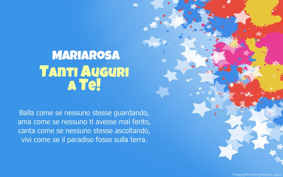 Congratulazioni per il compleanno di Mariarosa