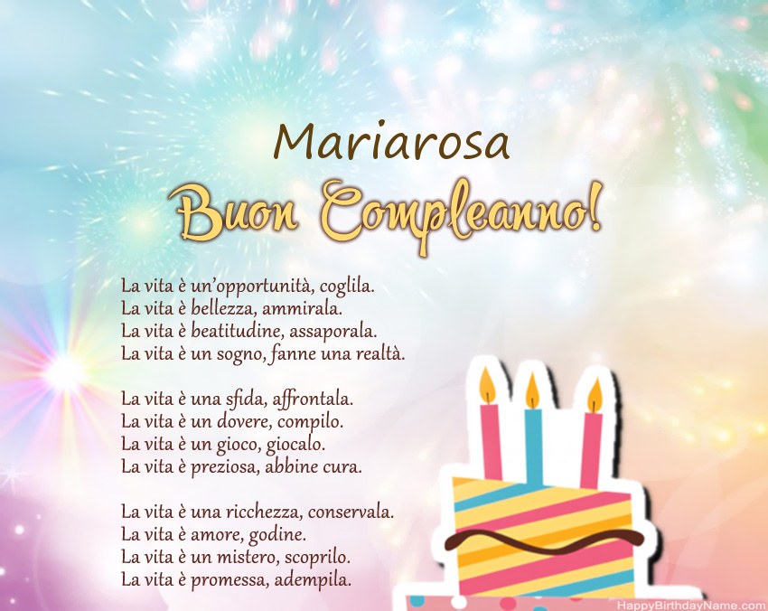 Buon compleanno Mariarosa in versi