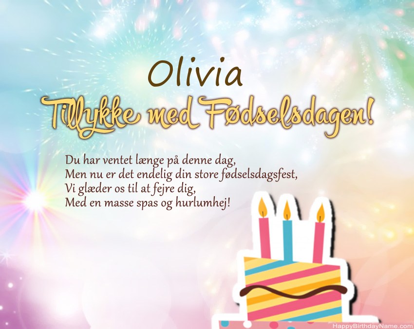 Tillykke med fødselsdagen Olivia i vers Tillykke med fødselsdagen Olivia i vers