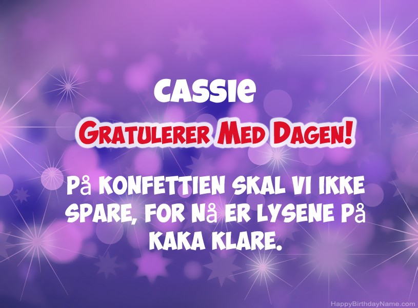 Ønsker Cassie for gratulerer med dagen