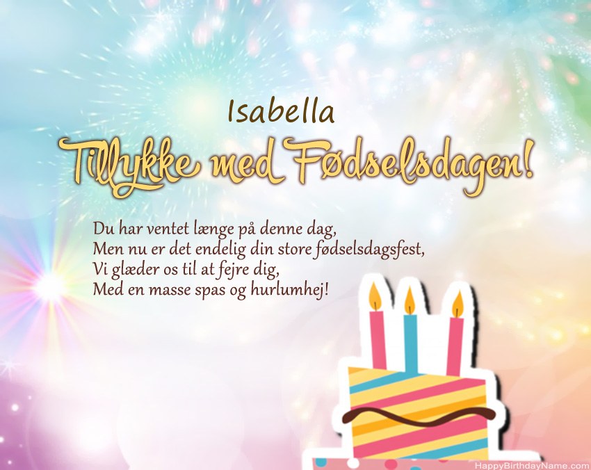 Tillykke med fødselsdagen Isabella i vers