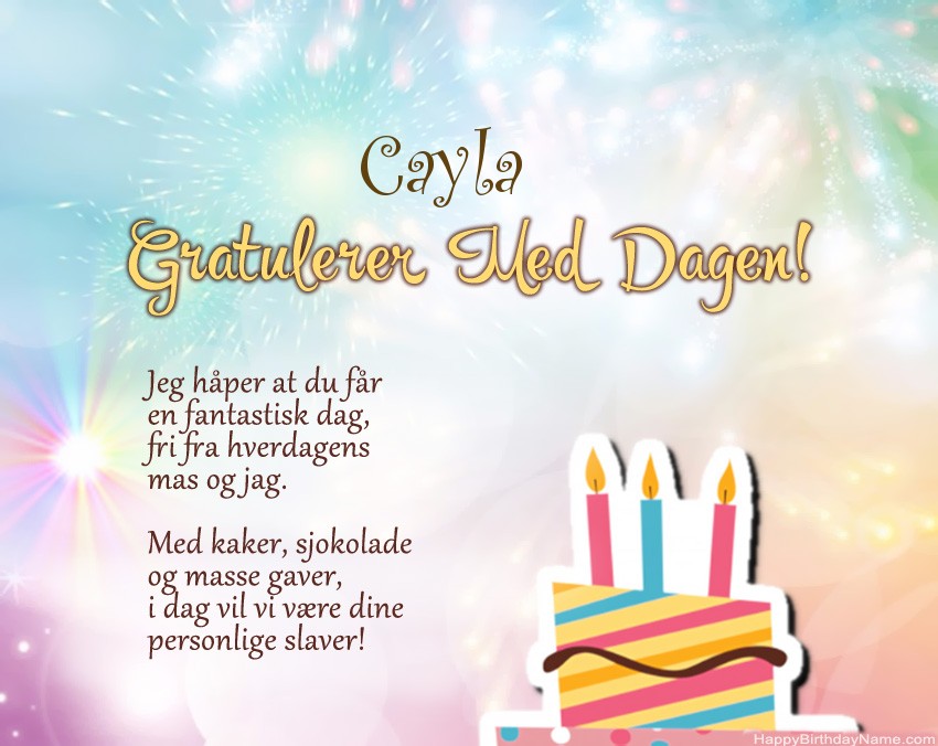 Dikt på fødselsdag for Cayla