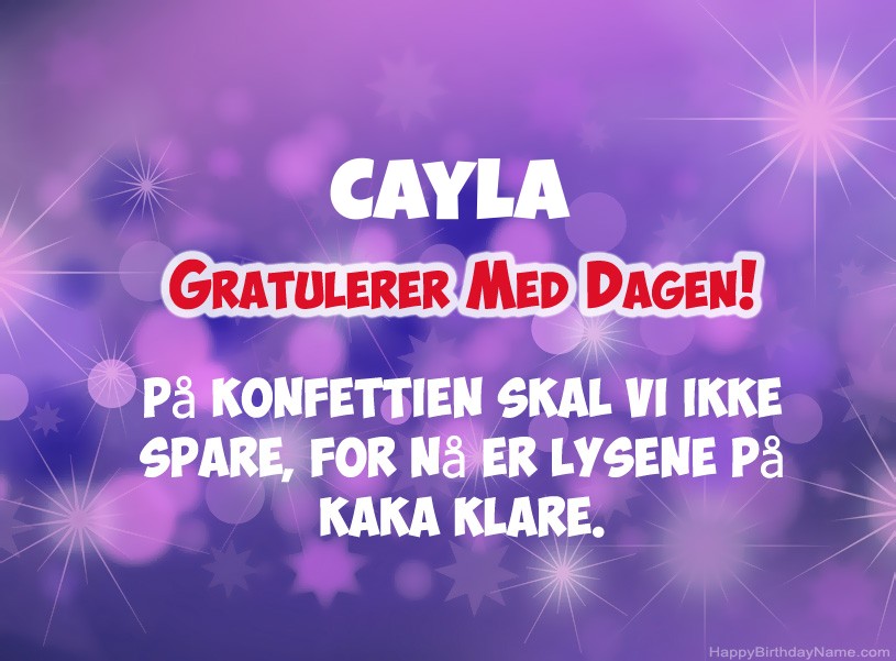 Ønsker Cayla for gratulerer med dagen