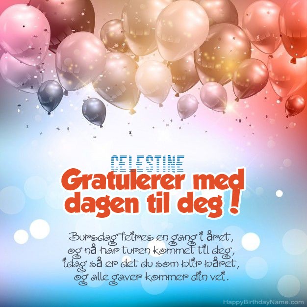 Gratulerer med gratulasjonskort til Celestine