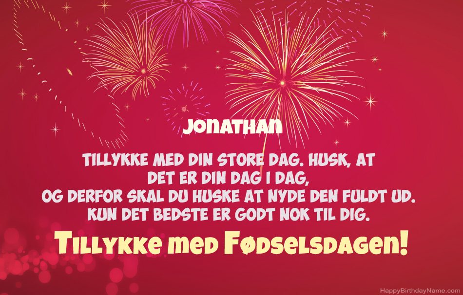 Tillykke med fødselsdagen Jonathan, smukke digte