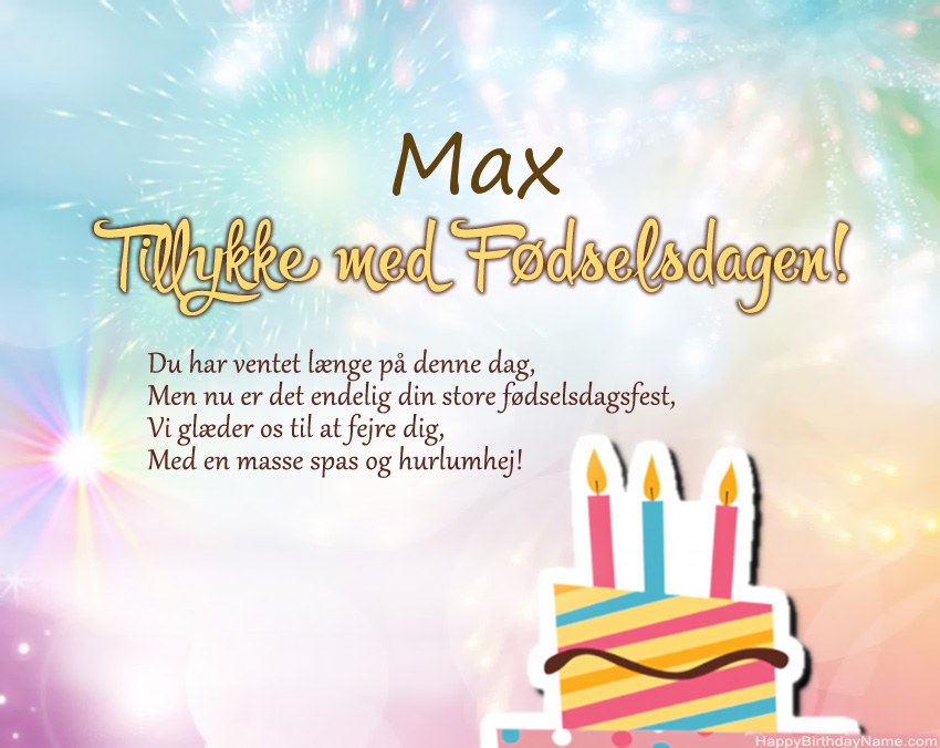 Tillykke med fødselsdagen Max i vers