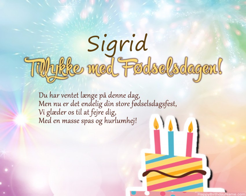 Tillykke med fødselsdagen Sigrid i vers