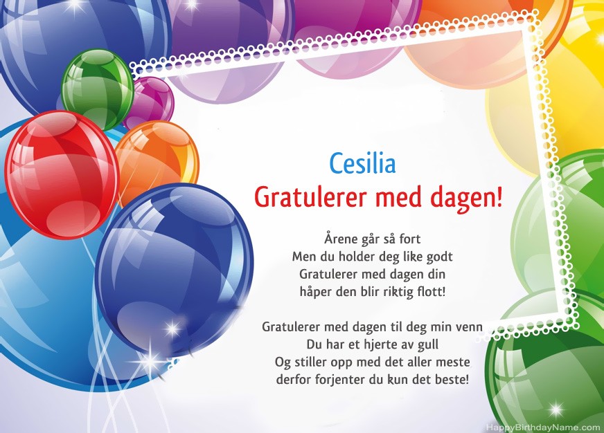 Gratulerer med fødselsdagen Cesilia!
