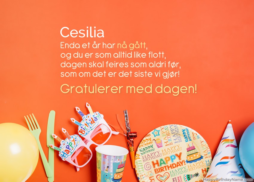 Morsomme gratulerer med fødselsdagskort til Cesilia
