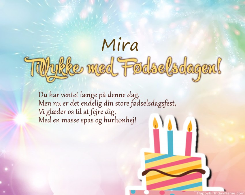 Tillykke med fødselsdagen Mira i vers Tillykke med fødselsdagen Mira i vers