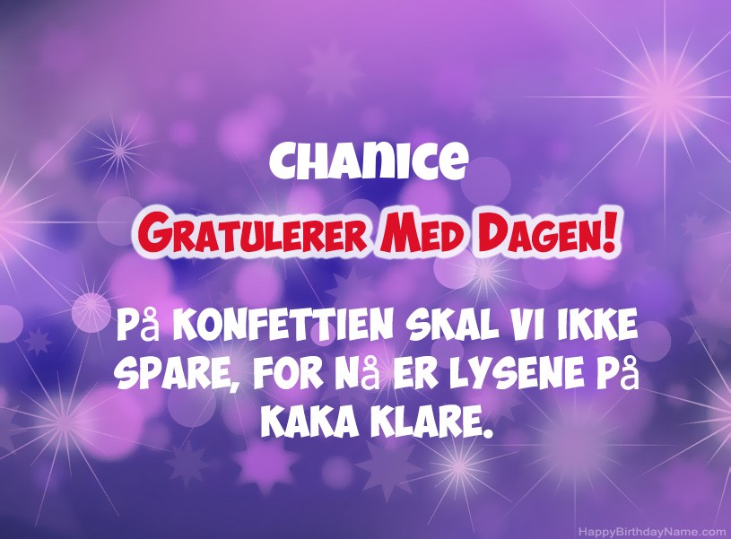 Ønsker Chanice for gratulerer med dagen