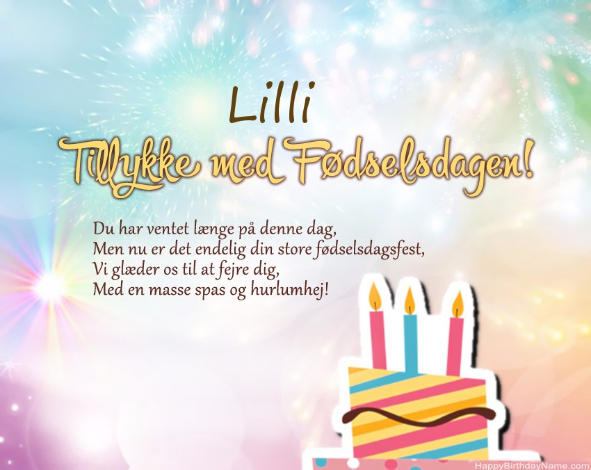 Tillykke med fødselsdagen Lilli i vers