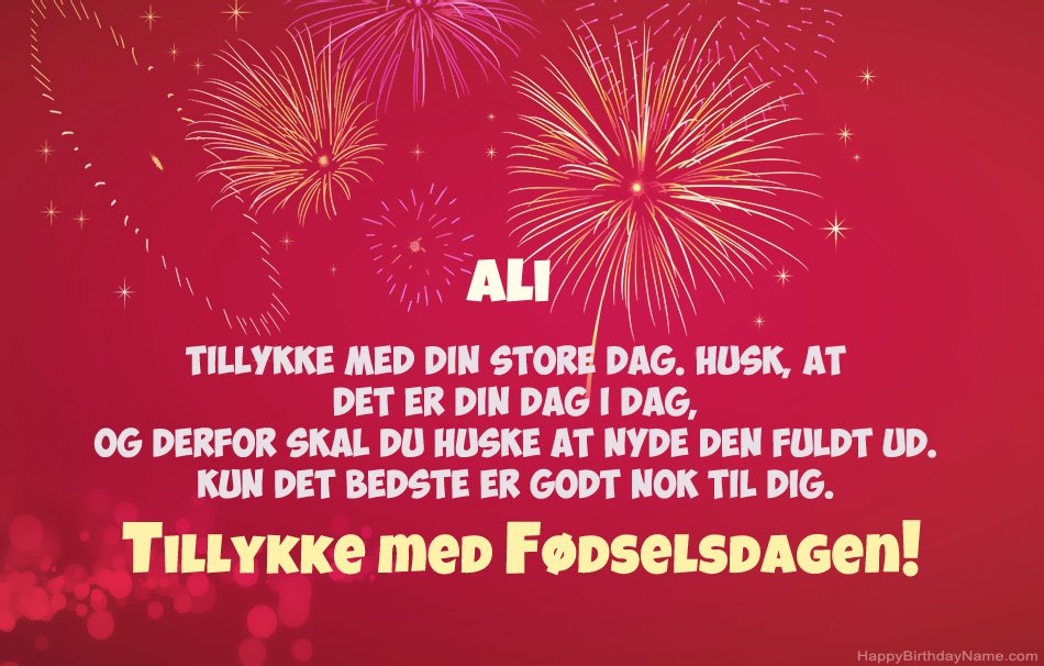 Tillykke med fødselsdagen Ali, smukke digte