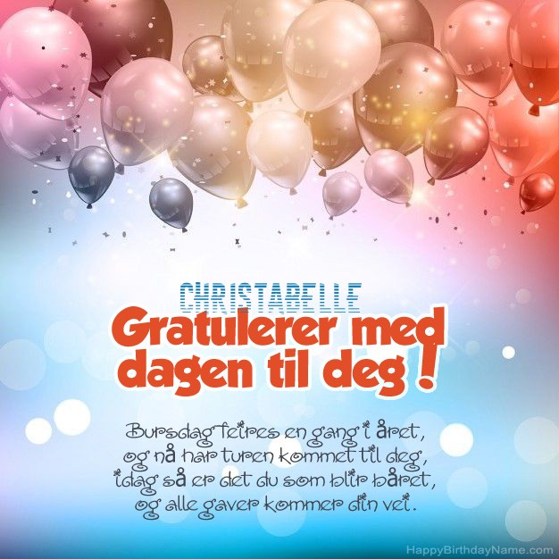 Gratulerer med gratulasjonskort til Christabelle