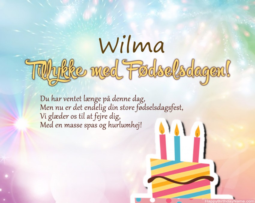 Tillykke med fødselsdagen Wilma i vers